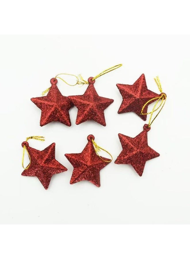 Loquat 3D Glitter Star Ornaments for Christmas Tree 3D Small Star Pendant Five Pointed Star Ornaments Hanging for Xmas Tree Home Wedding Party Pentagram Decoration