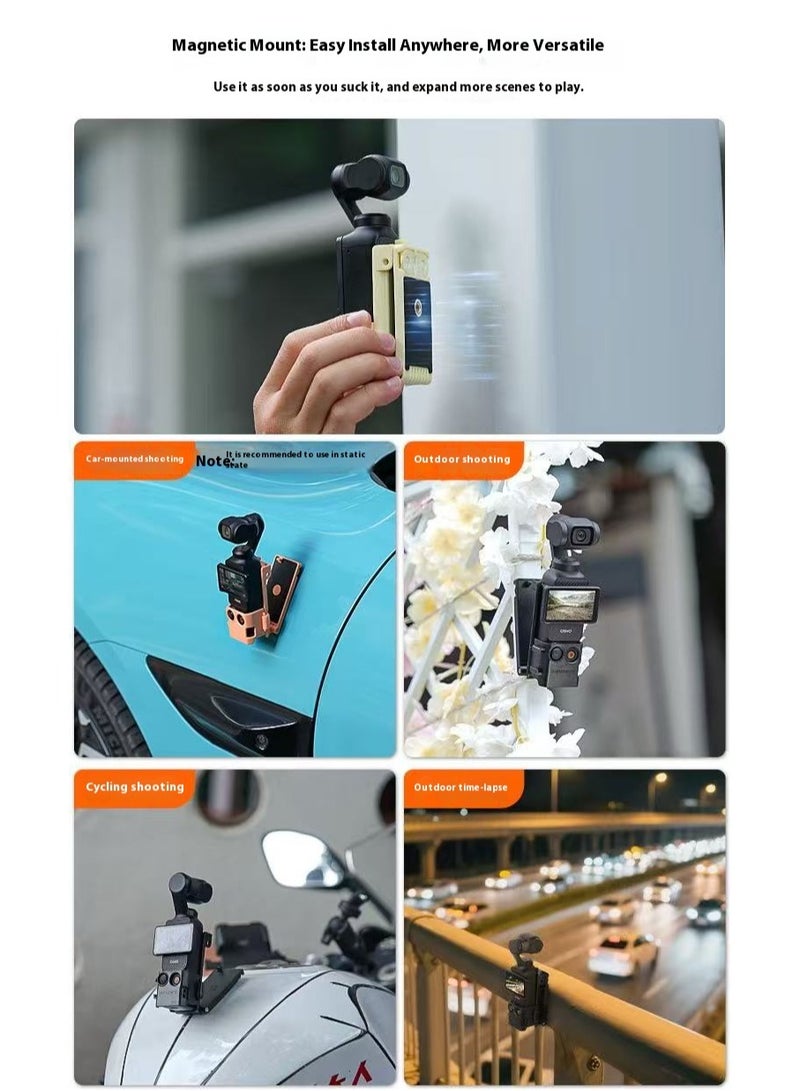 سني لايف Sunnylife DJI Osmo Pocket 3 الإكسسوار: قاعدة الوقوف المغناطيسية مع الأحذية الباردة + 1/4 "جبل ، مثالي للتوسع في اطلاق النار في الهواء الطلق (أسود) - Image 5