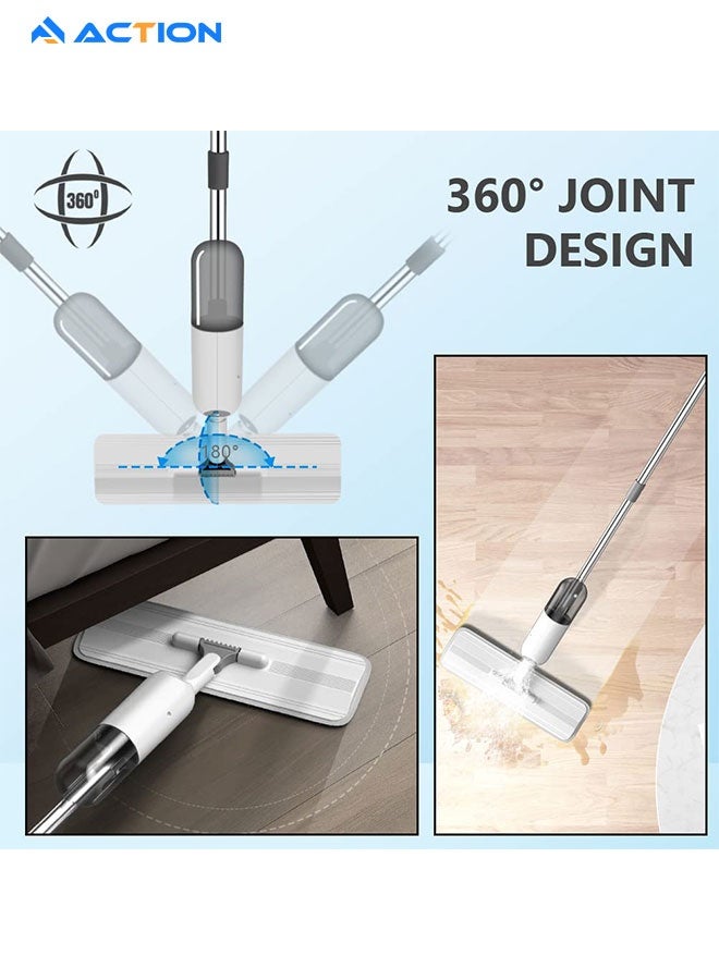 أكشن ممسحة بخاخ مع وسادتين من الألياف الدقيقة قابلة للغسل - ممسحة تنظيف مع خزان مياه قابل لإعادة الملء 350 مل - ممسحة أرضية سيراميك للمطبخ المنزلي - Image 3