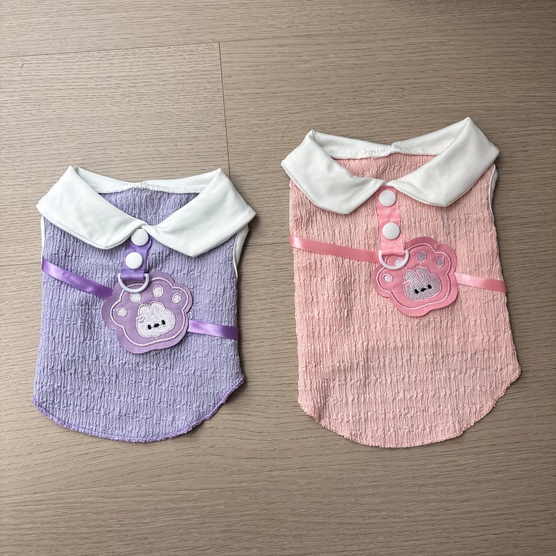Pink Paw Print Dog Harness Breathable Summer Vest for Small Pets 1-12 Lbs S Size - Image 4