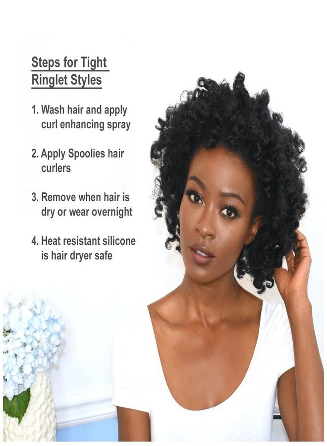 Spoolies Original Hair Curlers, Heatless Silicone Rollers with Mesh Bag Gift for Natural Hair, Hair Extension plus Wigs, Made in USA, 15 Jumbo Size (Shadow Black) - Image 3