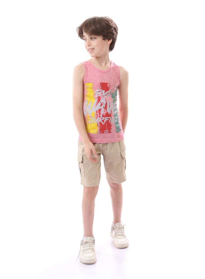 Andora Sleeveless Boys Cotton Printed Shirt - Multicolor - Image 1