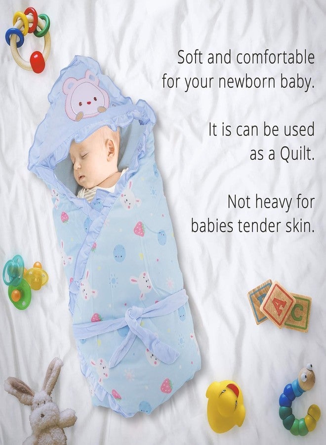 Pokory Soft Baby Wrapper Luxury Winter Quilt & Sleeping Bag for Newborns 0-12 Months Warm, Cozy Cover for Boys & Girls Blue - Image 3