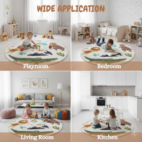 Metreno Kids Mats for Floor Plush Foam Mat for Infants Non-Slip Children Crawling Mat Washable Carpet Rug for Babies Children Play for Playroom Kindergarten Nursery (100 * 100cm) - Image 5