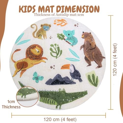 Metreno Kids Mats for Floor Plush Foam Mat for Infants Non-Slip Children Crawling Mat Washable Carpet Rug for Babies Children Play for Playroom Kindergarten Nursery (100 * 100cm) - Image 2