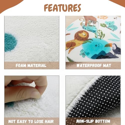 Metreno Kids Mats for Floor Plush Foam Mat for Infants Non-Slip Children Crawling Mat Washable Carpet Rug for Babies Children Play for Playroom Kindergarten Nursery (100 * 100cm) - Image 3
