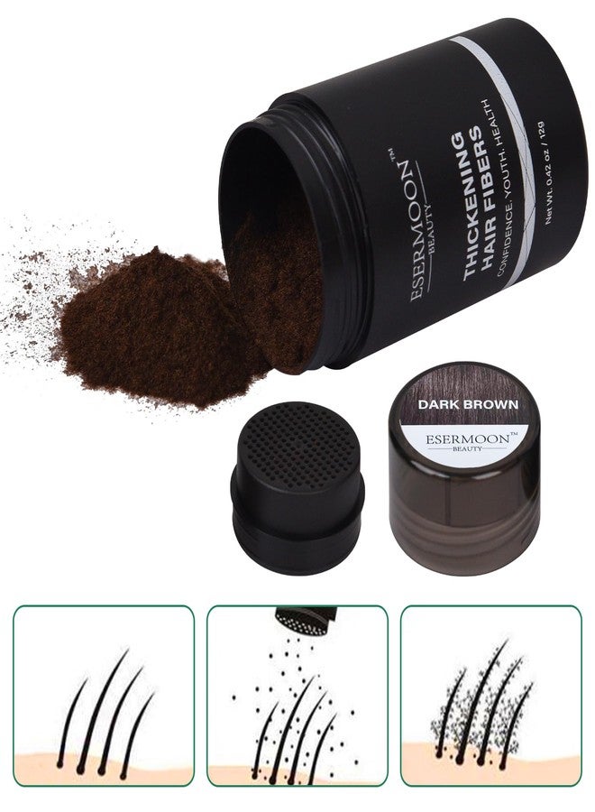 Esermoon Hair Fibers, Hair Fibers for Thinning Hair, Hair Building Fibers, Hairpiece Filler, Increase Hair Density, Styling Powder for Women & Men, Hair Makeup, Premium Formula Thickening (DARK BROWN) - Image 3