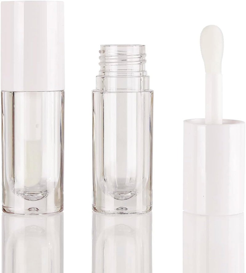 COSIDEA 50pcs Empty White 6ml big doe foot wand lip gloss tubes Round Chunky lipgloss tubes containers wholesale with thick large wand