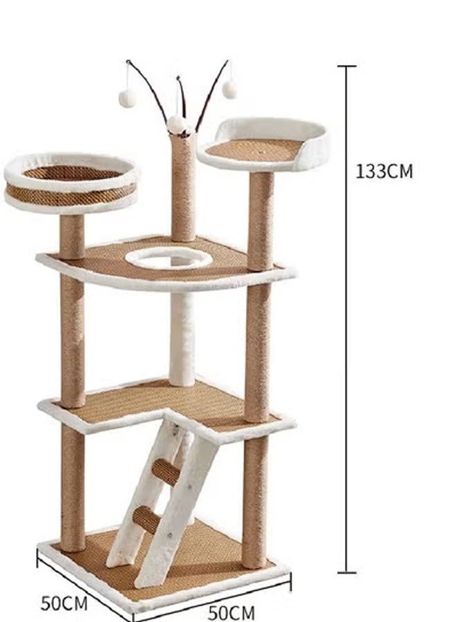 KLNAMAEAAN Tall Multi-Level Cat Tree Tower with Perches, Beds & Toys – 133cm Height - Image 1
