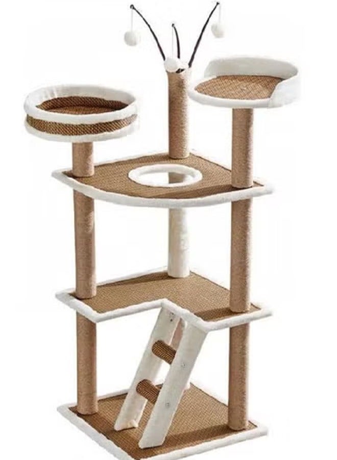 KLNAMAEAAN Tall Multi-Level Cat Tree Tower with Perches, Beds & Toys – 133cm Height - Image 4