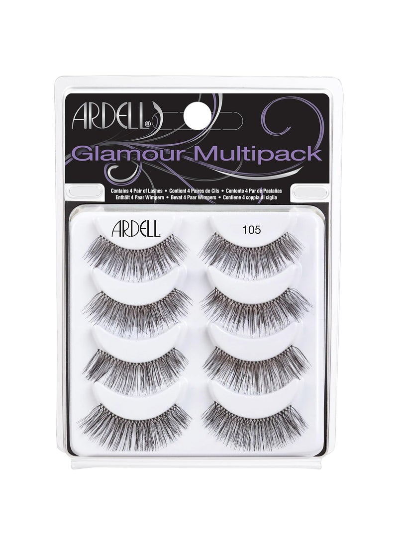 Ardell Glamour False Eyelashes Multipack 105  Lightweight Natural Volume Lashes Comfortable Easy to Apply 4 Pairs 1Pack