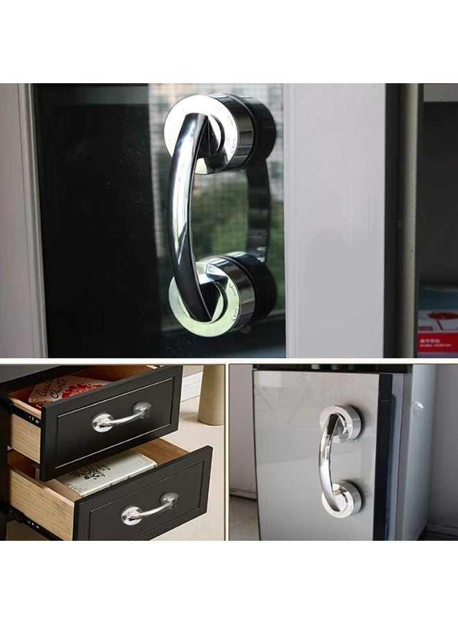 Silvery Modern Minimalist Door Handle Strong Suction Cup For Cabinets Wardrobes Refrigerators - Image 3