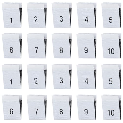 BENECREAT 400PCS 10 Styles Polyester Clothes Size Labels White Clothing Garment Accessories Clothing Sewing Tags for Dresses Jumpsuits Shirts Blouses or Napkins Number Sizes 110 - Image 1