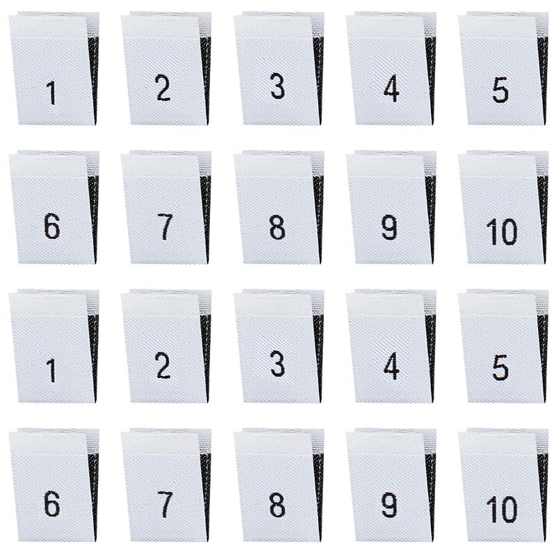 BENECREAT 400PCS 10 Styles Polyester Clothes Size Labels White Clothing Garment Accessories Clothing Sewing Tags for Dresses Jumpsuits Shirts Blouses or Napkins Number Sizes 110 - Image 2