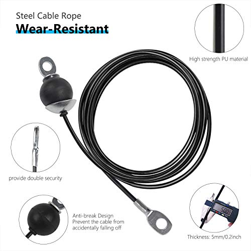 LFJ Replacement Gym Cable Fitness Pulley Cable Steel Wire Rope for Cable Machine Home Gym Weight Lift Pulley System (Fixed Length with Stopper, 98") - Image 2