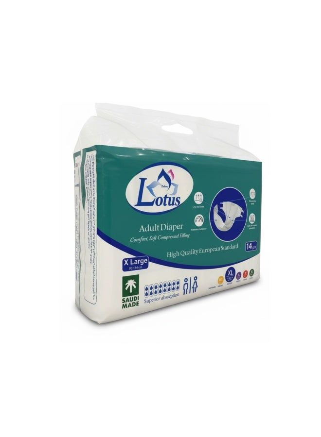 Lotus Adult Diapers X Large - 14 Pcs - Image 1