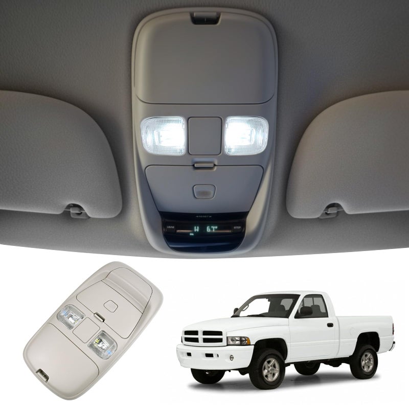 TOP-MAX TOPMAX Overhead Console Dome Light Assembly LED Interior Roof Map Reading Lamp Fit for 1999 2000 2001 Dodge Ram 1500 2500 3500 2002 Ram 2500 3500 Cab Lights Sunglasses Storage Replaces SN94TL2AA - Image 2
