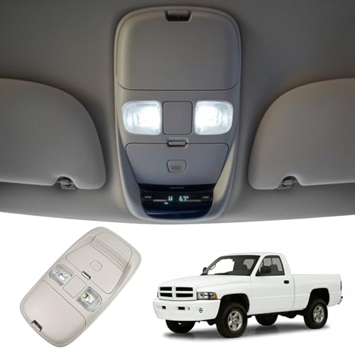TOP-MAX TOPMAX Overhead Console Dome Light Assembly LED Interior Roof Map Reading Lamp Fit for 1999 2000 2001 Dodge Ram 1500 2500 3500 2002 Ram 2500 3500 Cab Lights Sunglasses Storage Replaces SN94TL2AA - Image 1