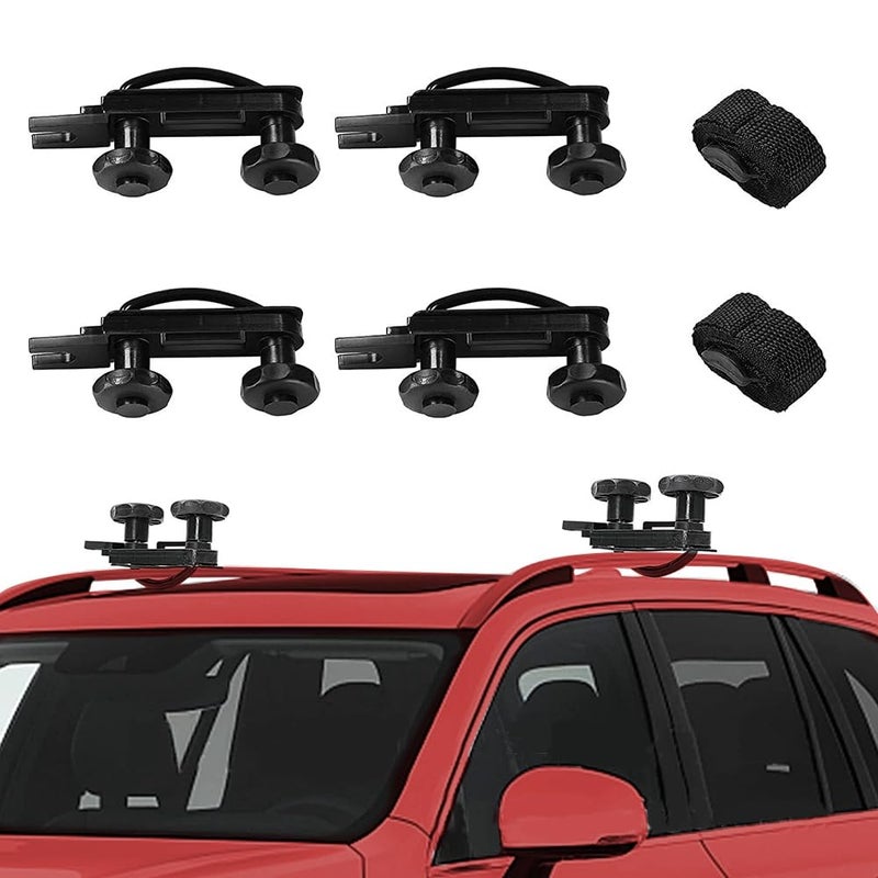 JSCARLIFE Roof Box U-Bolt Clip, 4 PCS Universal Stainless Steel Roof Box U-Bolt Clamps, Rooftop Cargo Carrier Rack Bolts Car Van mounting Accessories U-Bracket Clips with 8 Lock Nuts 2 Strap Kit - Image 1
