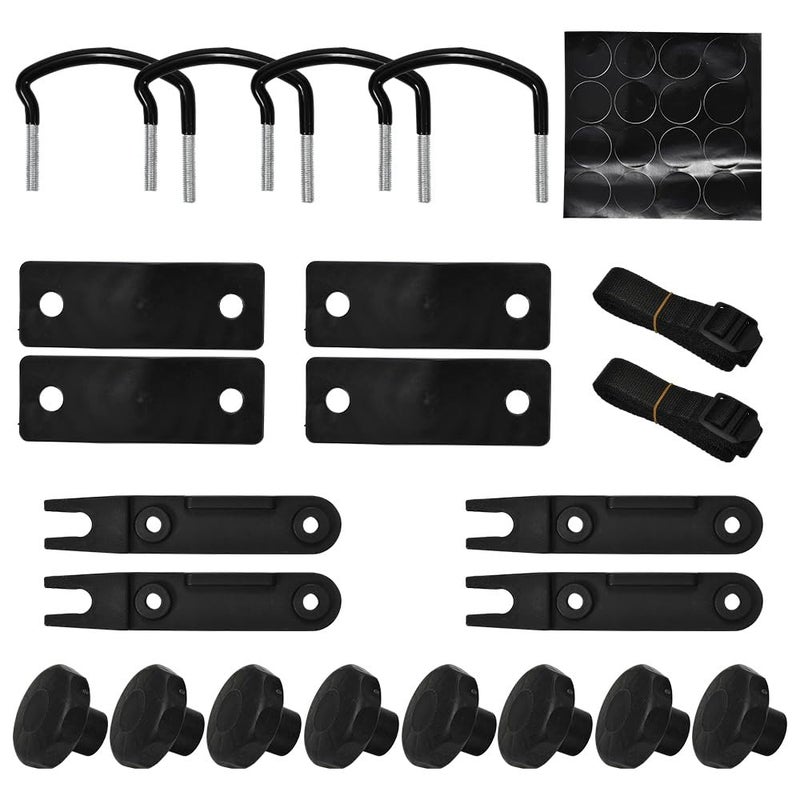 JSCARLIFE Roof Box U-Bolt Clip, 4 PCS Universal Stainless Steel Roof Box U-Bolt Clamps, Rooftop Cargo Carrier Rack Bolts Car Van mounting Accessories U-Bracket Clips with 8 Lock Nuts 2 Strap Kit - Image 2