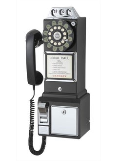 Crosley CR56-BK 1950's Payphone with Push Button Technology, Black  - Image 1