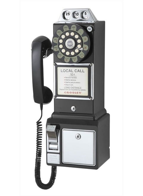 CR56-BK 1950's Payphone with Push Button Technology, Black