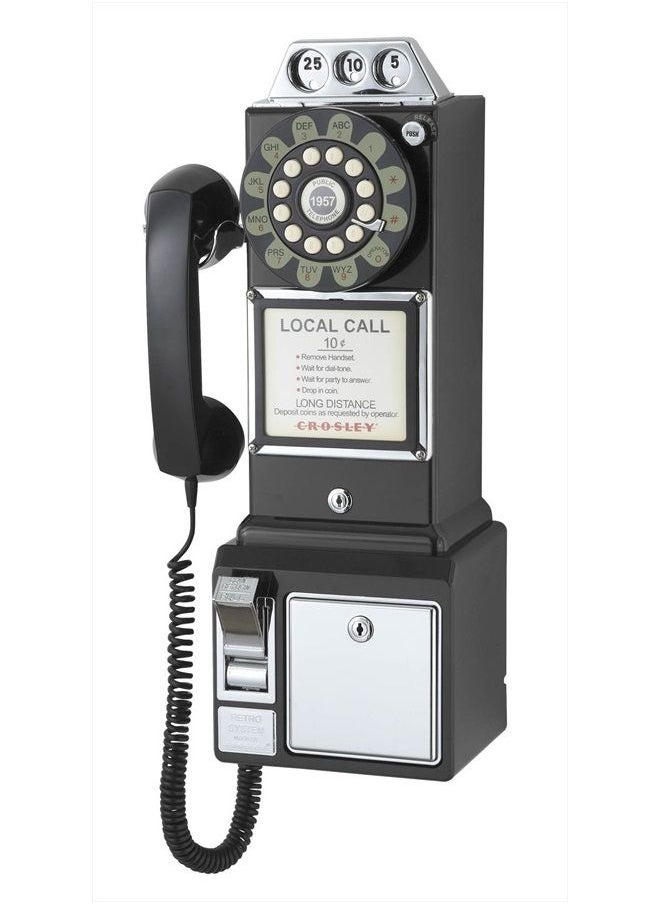 Crosley - CR56-BK 1950's Payphone with Push Button Technology, Black - Image 1