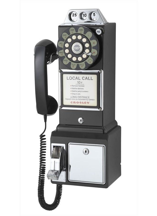 Crosley - CR56-BK 1950's Payphone with Push Button Technology, Black - Image 1