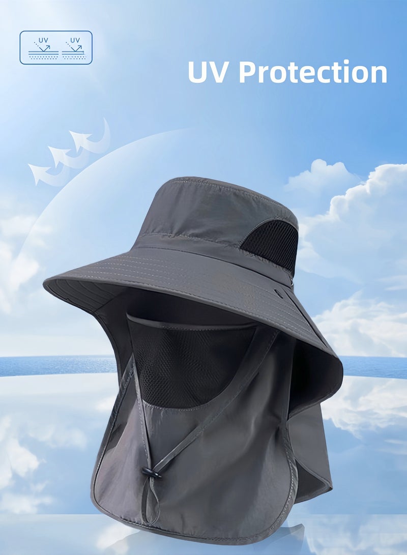 Hiras Sun Hat Hiking Hat for Men Women, UV Protection Fishing & Bucket hat with Removable Mesh Face Neck Flap Cover Outdoor Sports Accessories  - Image 1