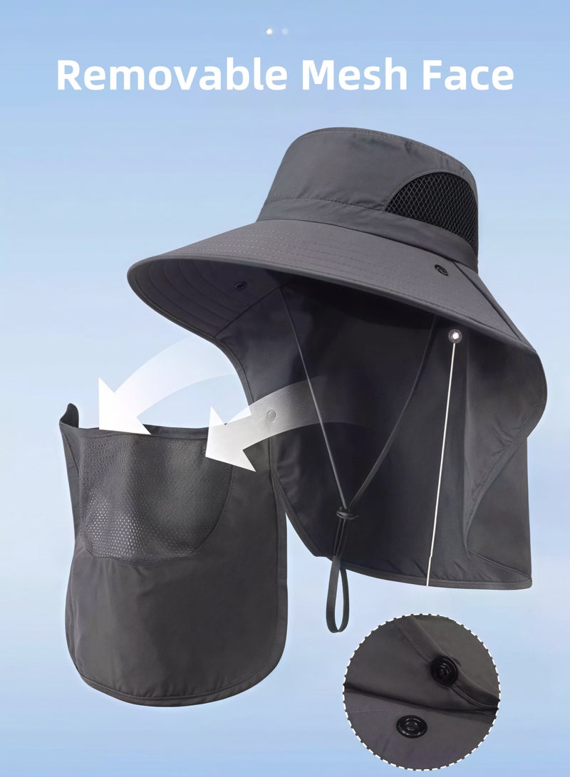 Hiras Sun Hat Hiking Hat for Men Women, UV Protection Fishing & Bucket hat with Removable Mesh Face Neck Flap Cover Outdoor Sports Accessories  - Image 2