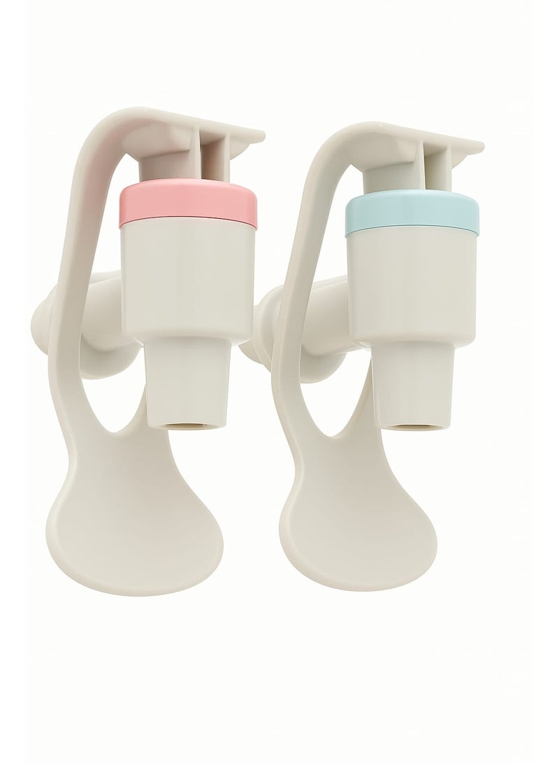 Cooler tap-External sin Hot & Cold Water Dispenser Tap Set – Universal Replacement Cooler Faucet (Blue & Pink) – Wide Thread, Durable Plastic Lever, Drinking Water Tap - Image 1