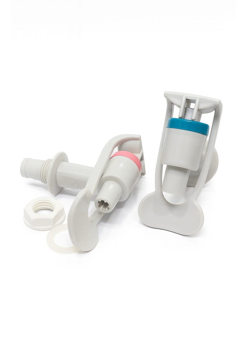 Cooler tap-External sin Hot & Cold Water Dispenser Tap Set – Universal Replacement Cooler Faucet (Blue & Pink) – Wide Thread, Durable Plastic Lever, Drinking Water Tap - Image 2