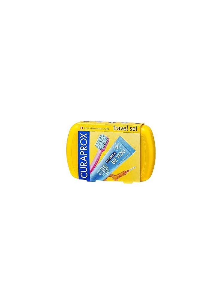 Curaprox Travel-Set Yellow. Set includes Travel Toothbrush CS 5460, 10ml Be You Toothpaste, Interdental Brush CPS prime 07, CPS prime 09. - pzsku/Z721A9DF737844D180C90Z/45/_/1701284767/3689cce1-ff82-4c0f-9457-b939e086bde6