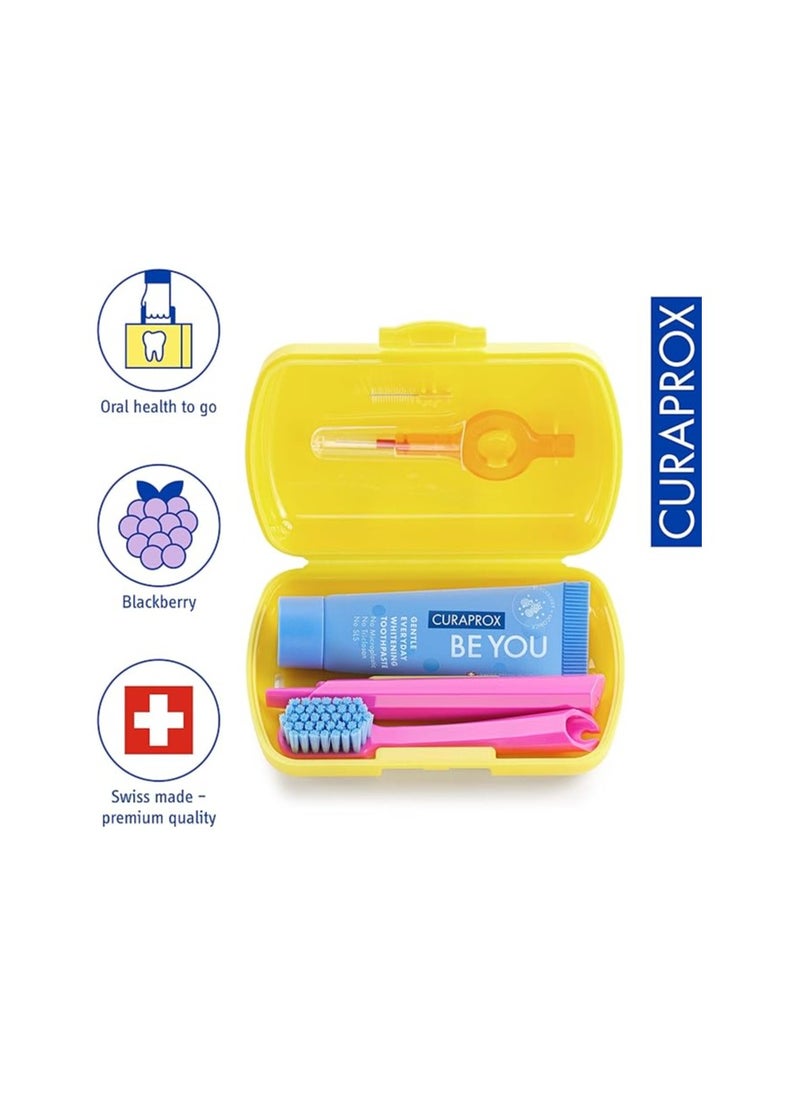 Curaprox Travel-Set Yellow. Set includes Travel Toothbrush CS 5460, 10ml Be You Toothpaste, Interdental Brush CPS prime 07, CPS prime 09. - pzsku/Z721A9DF737844D180C90Z/45/_/1701284768/20c43215-7a48-4ab6-a4f9-47bb1d9708d6