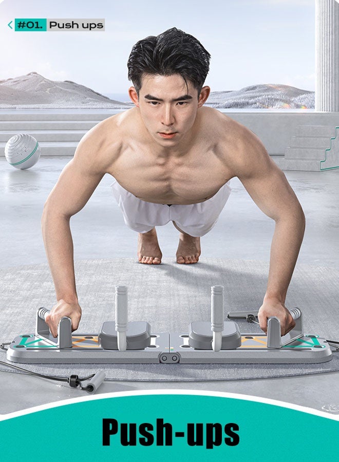 MLADEN لوح بيلاتيس 5 في 1، مجموعة إصلاح بيلاتيس قابلة للطي متعددة الأغراض، لوح دفع، جهاز تدريب قوة محمول للصالة الرياضية المنزلية للرجال والنساء، تمرين كامل الجسم في المنزل (أسود) - Image 5