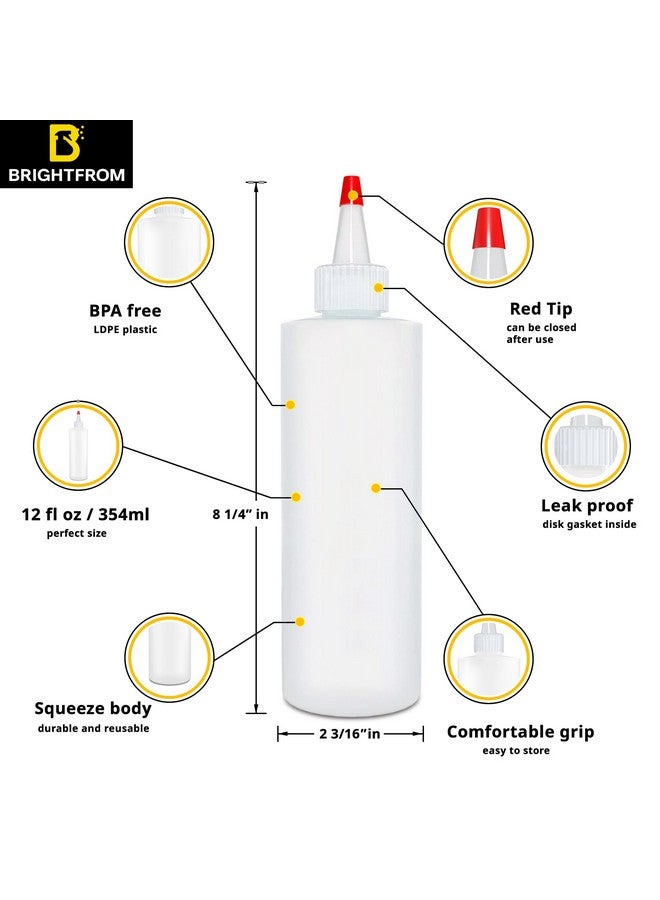 BRIGHTFROM BRIGHTFROM Condiment Squeeze Bottles, 12 OZ Empty Squirt Bottle with Red Top Cap, Leak Proof - Great for Ketchup, Mustard, Syrup, Sauces, Dressing, Oil, Arts and Crafts, BPA FREE Plastic - 4 PACK - Image 2