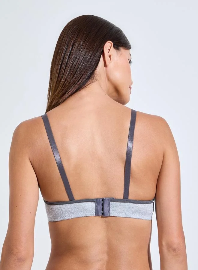 Styli Multi Pack of 2 - Padded Non Wired T-Shirt Bra with Contrast Strap Detail for Women | Best Price UAE