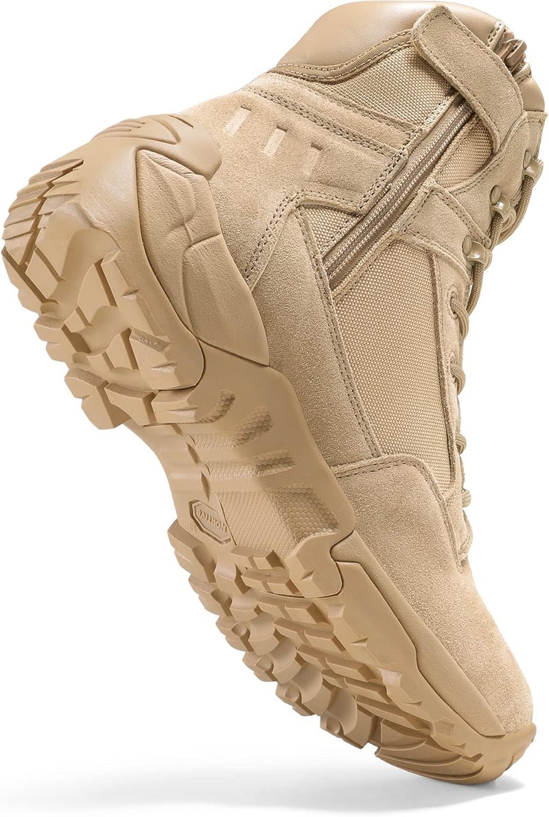 NORTIV 8 Men's Side Zipper Military Tactical Work Boots - Sand - Image 3