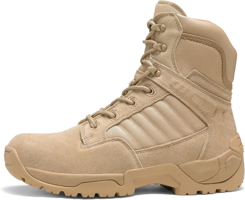 NORTIV 8 Men's Side Zipper Military Tactical Work Boots - Sand - Image 4