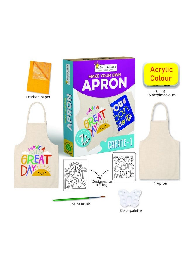 Lighthouse LIGHTHOUSE DIY Painting Kit For Kids Apron | Art and Crafts Kit, Waterproof Chef Apron for Kids | Gift for Kids, With Apron, Acrylic Paint, Paint Brushes, and More, Best Birthday Return Gift for Kids  - Image 2