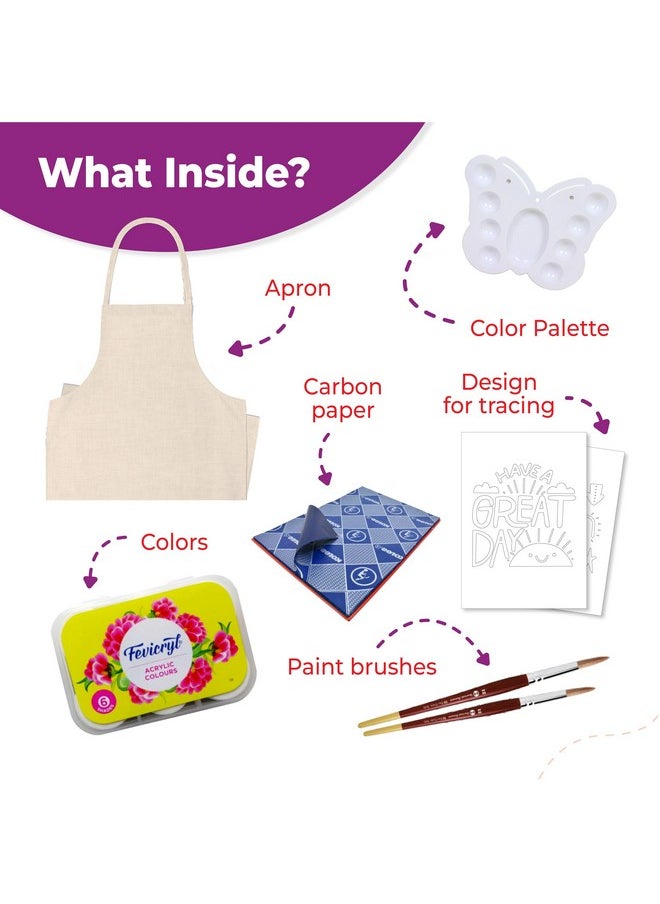 Lighthouse LIGHTHOUSE DIY Painting Kit For Kids Apron | Art and Crafts Kit, Waterproof Chef Apron for Kids | Gift for Kids, With Apron, Acrylic Paint, Paint Brushes, and More, Best Birthday Return Gift for Kids  - Image 3