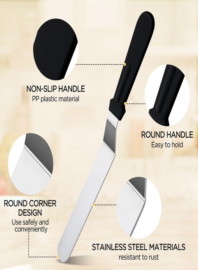 Taefuwr 3 Black 6 8 & 10 Inch Stainless Steel Icing Spatulas - Offset Spatula for Cake, Butter, and Cake Flour - Durable Metal Spatula for Baking Enthusiasts, Use for Home, Kitchen or Bakery - Image 3