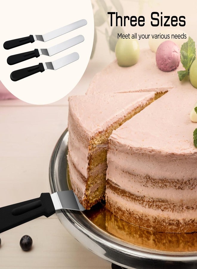 Taefuwr 3 Black 6 8 & 10 Inch Stainless Steel Icing Spatulas - Offset Spatula for Cake, Butter, and Cake Flour - Durable Metal Spatula for Baking Enthusiasts, Use for Home, Kitchen or Bakery - Image 4