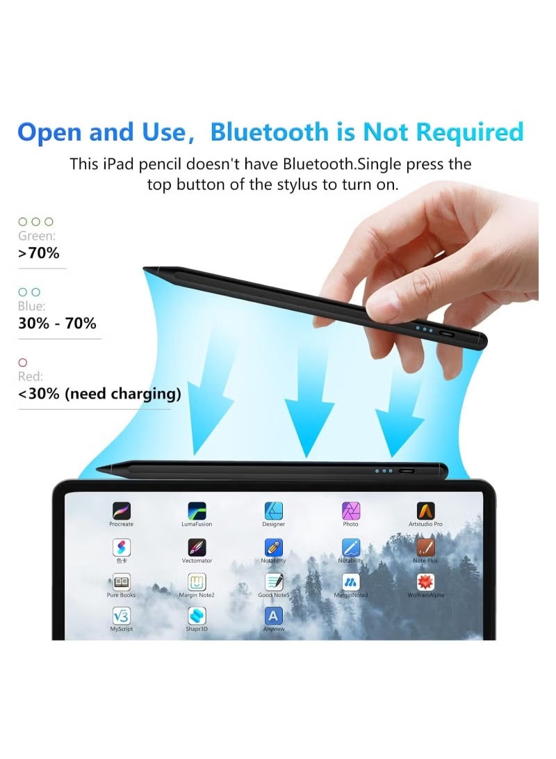 JAJEEK Stylus Pen for iPad 9th & 10th Generation - iPad Pencil 2nd Generation, Fast Charge Active Pencil Compatible with 2018-2024 Apple iPad 6-10th, iPad Pro 11"/12.9"/M4, iPad Air 3/4/5/M2, iPad Mini 5/6 - Black - Image 4