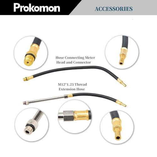 Prokomon Petrol Gasoline Engine Compression Tester Kit; 300 Psi Engine Cylinder Compression Tester with M10 M12 M14 M16 M18 - Image 5