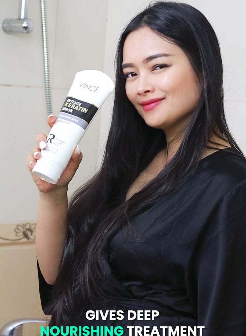 فينس قناع الشعر بالكيراتين - ترطيب عميق وإصلاح مكثف للشعر الجاف والمجعد والتالف - يغذي ويعيد الرطوبة والنعومة واللمعان - يقلل من التكسر - خالٍ من البارابين، 200 مل - Image 3