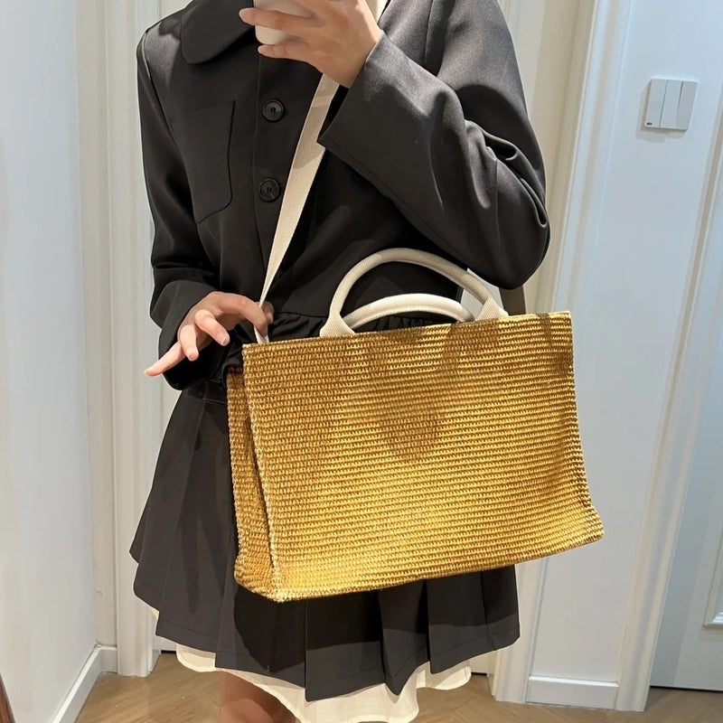 High Version 2025 Lafitte Woven Hand Tote Bag Large Capacity Beach Women Bag Shoulder Crossbody Bag - Image 4
