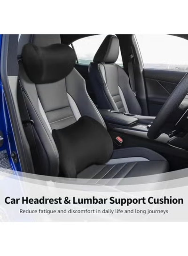 Memory Foam Car Headrest and Lumbar Support Cushion Set Ergonomic Neck and Back Pain Relief Pillow for Car Seat Office Chair Truck and Wheelchair Comfort - Image 4