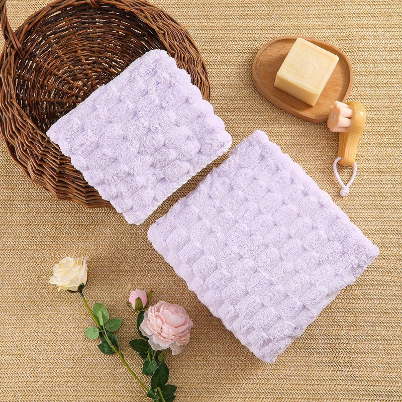 Home-Cloud Microfiber Soft&Fuffy Bath Towel 400 GSM with Hanging Loop|3X Softer Than Cotton Towels|Highly Absorbent| for Home,Pool&Gym|Set of 2 (1Bath(140x72cm),1Face Towel(75x35cm),Purple - Image 5