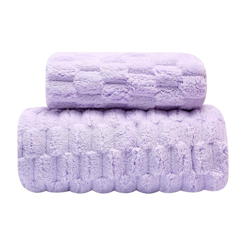 Home-Cloud Microfiber Soft&Fuffy Bath Towel 400 GSM with Hanging Loop|3X Softer Than Cotton Towels|Highly Absorbent| for Home,Pool&Gym|Set of 2 (1Bath(140x72cm),1Face Towel(75x35cm),Purple - Image 4